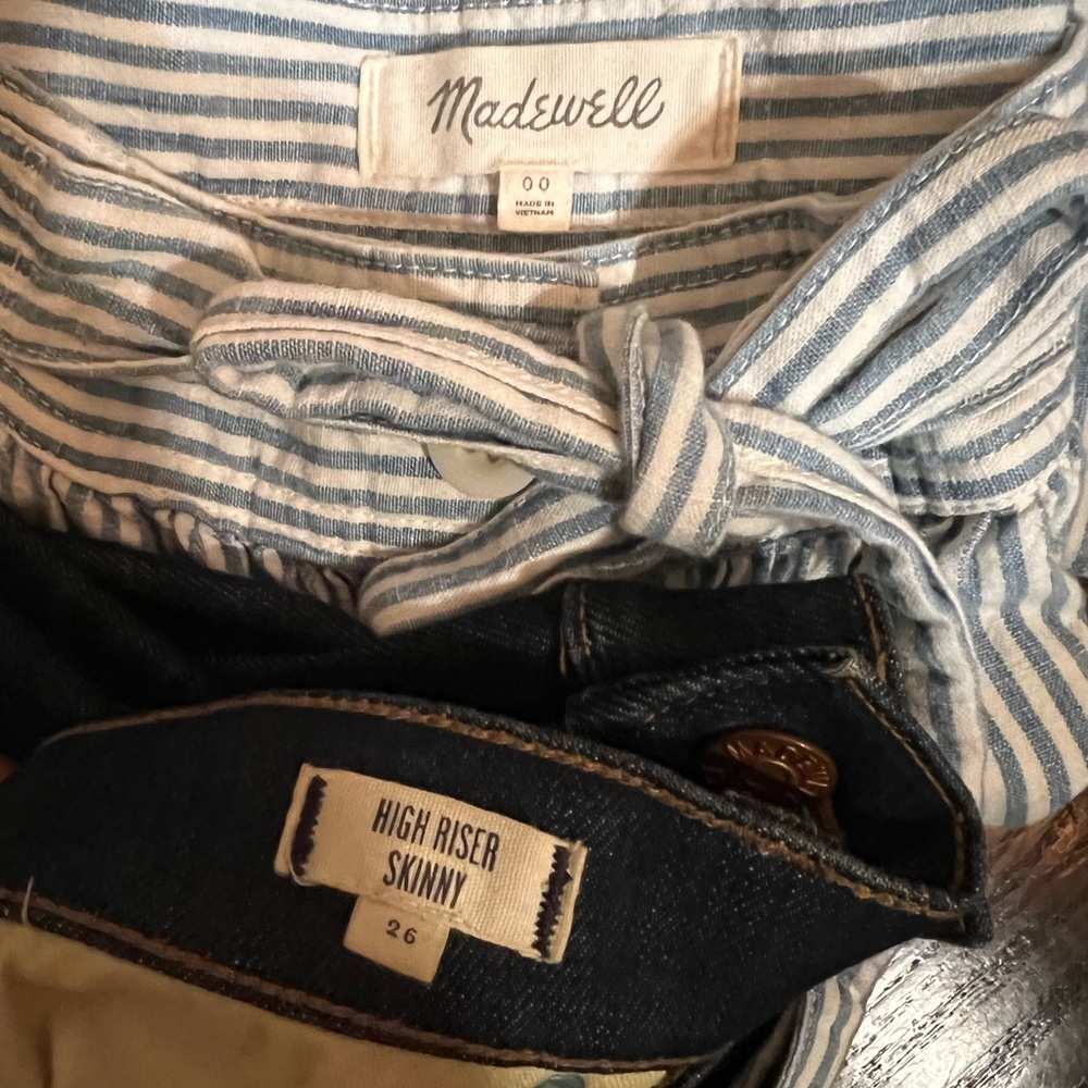 MADEWELL BUNDLE Leather backpack bag jeans seersucker skirt leggings tan… - Picture 5 of 16